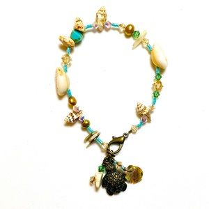 Artisan Crafted Tropical White Mocha Turtle Bracelet